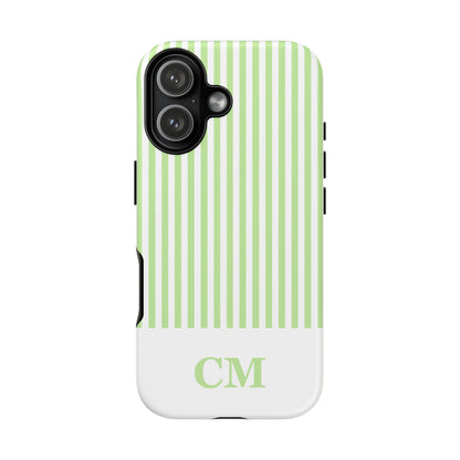 Custom Initial Stripe Tough Phone Case