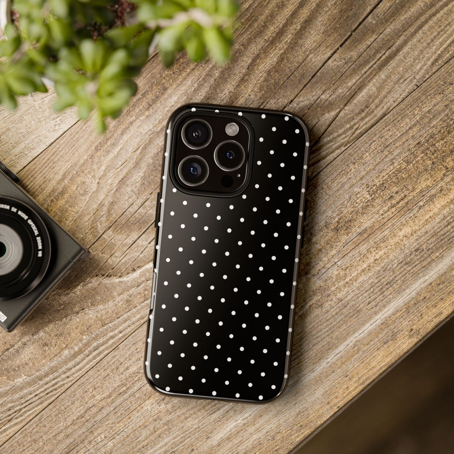 Polka Black Tough Phone Case