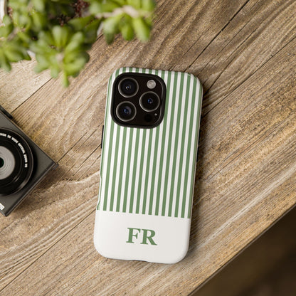 Custom Initial Stripe Tough Phone Case