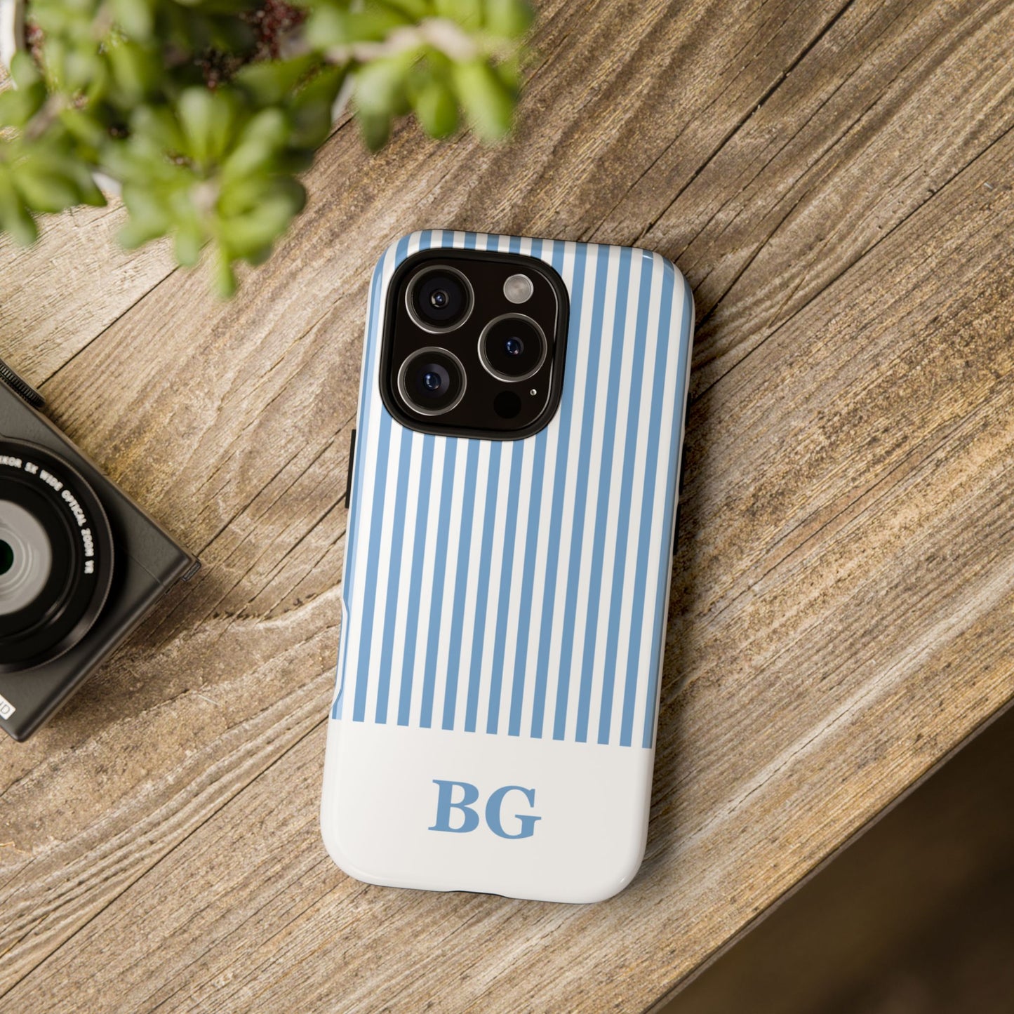 Custom Initial Stripe Tough Phone Case