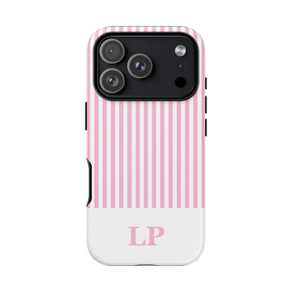 Custom Initial Stripe Tough Phone Case