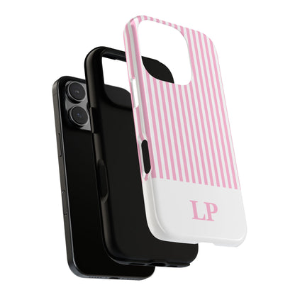 Custom Initial Stripe Tough Phone Case