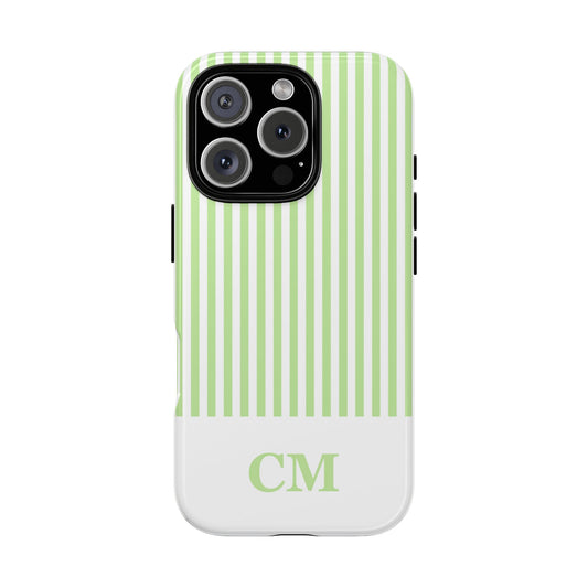 Custom Initial Stripe Tough Phone Case