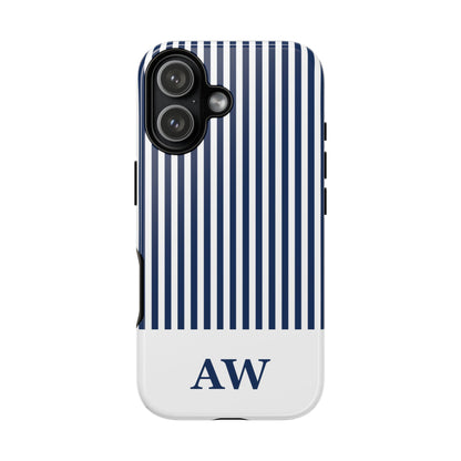 Custom Initial Stripe Tough Phone Case