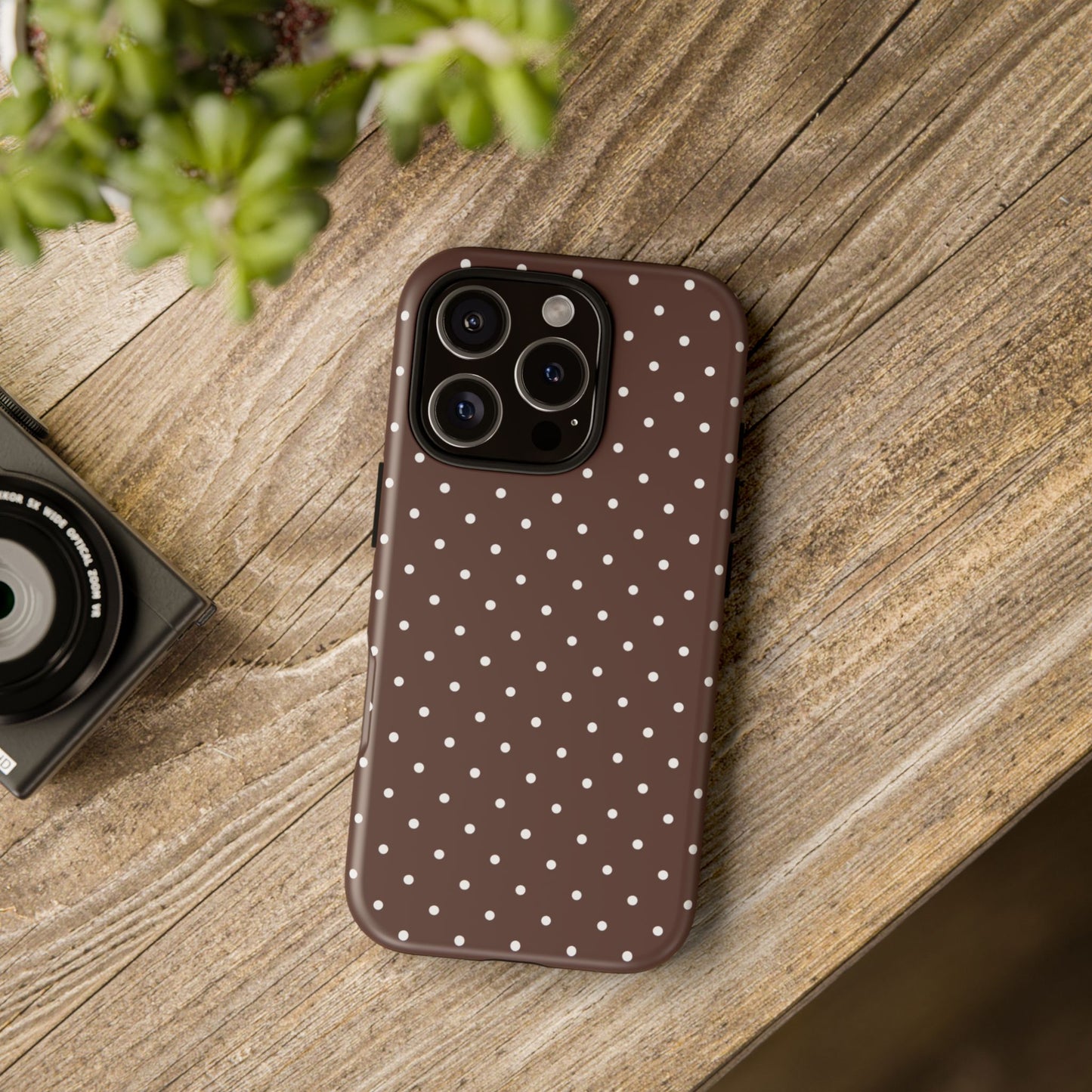 Polka Brown Tough Phone Case