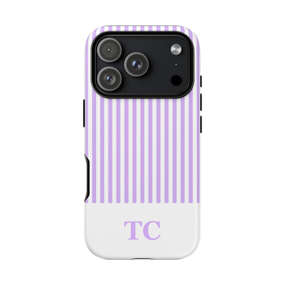 Custom Initial Stripe Tough Phone Case