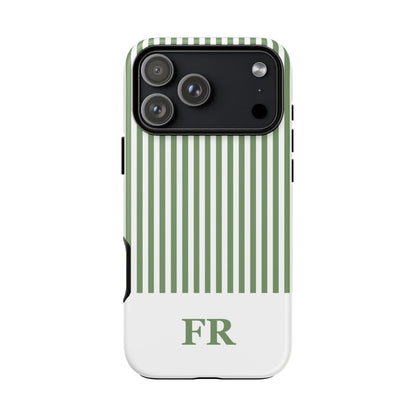 Custom Initial Stripe Tough Phone Case