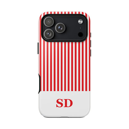 Custom Initial Stripe Tough Phone Case